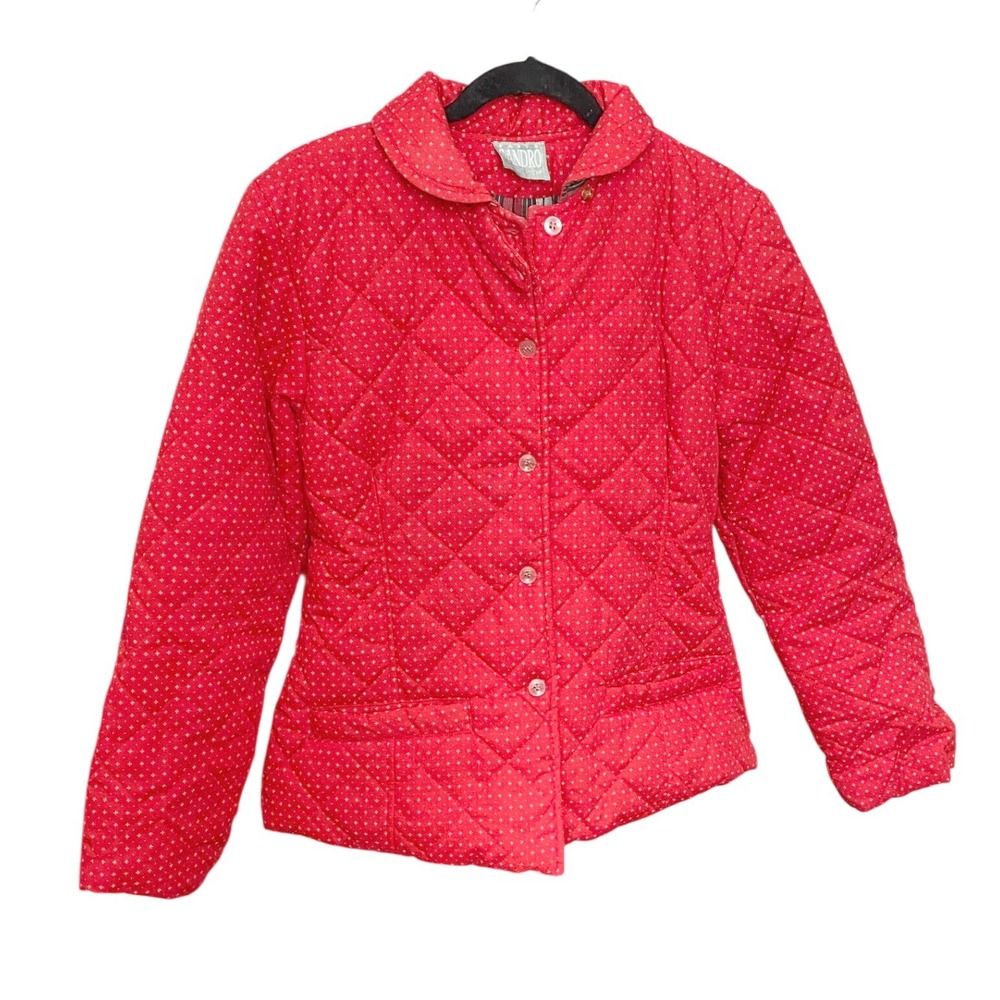 Vintage 1980s Quilted Polka Dot Red Jacket Small Cottagecore Twee‎ Feminine
